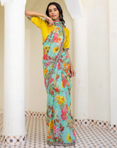 PISTA Color Georgette Saree With Sequence Work